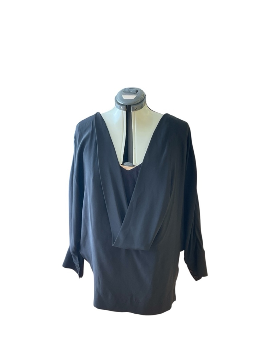 Stella McCartney Italian silk draped blouse with tonal floral back